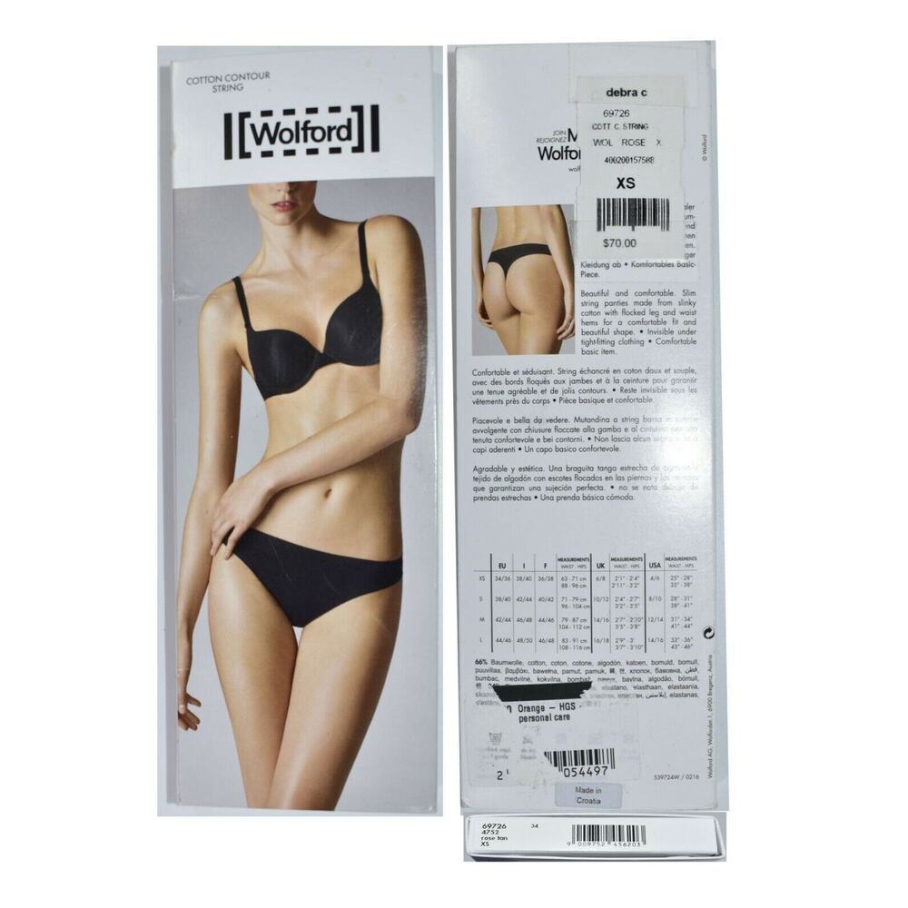 B0 NWT WOLFORD Rose Tan Cotton Contour String Panties Size XS $70